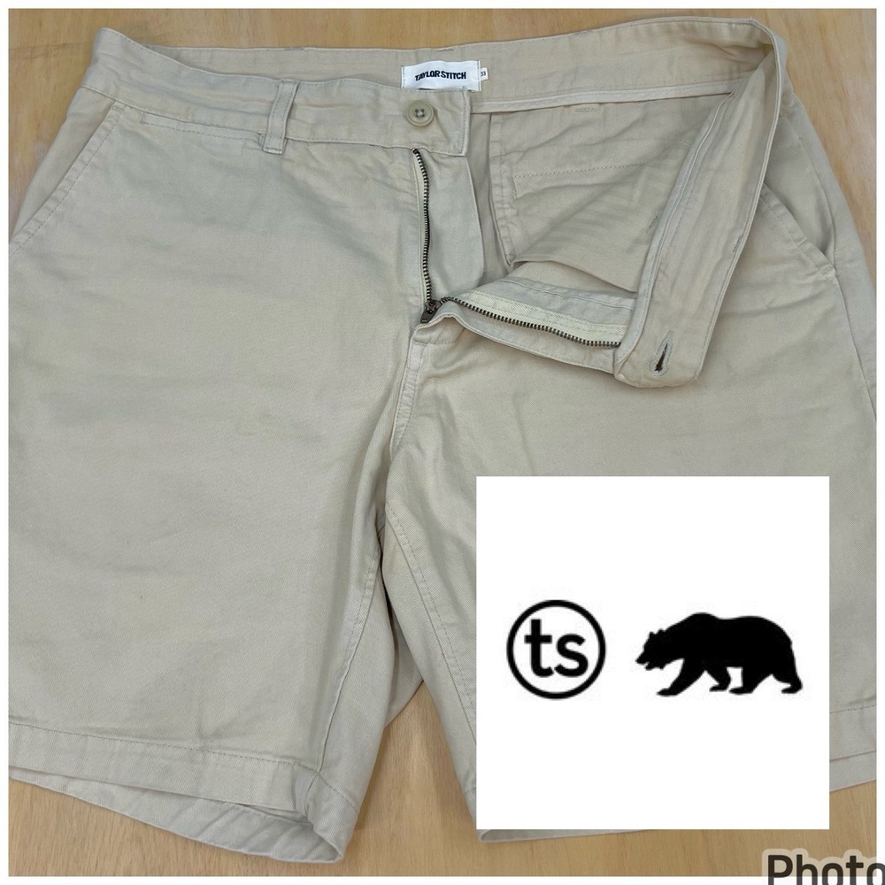 Taylor Stitch The Foundation Short Mens‎ 33x7 Organic Cotton Twill Khaki